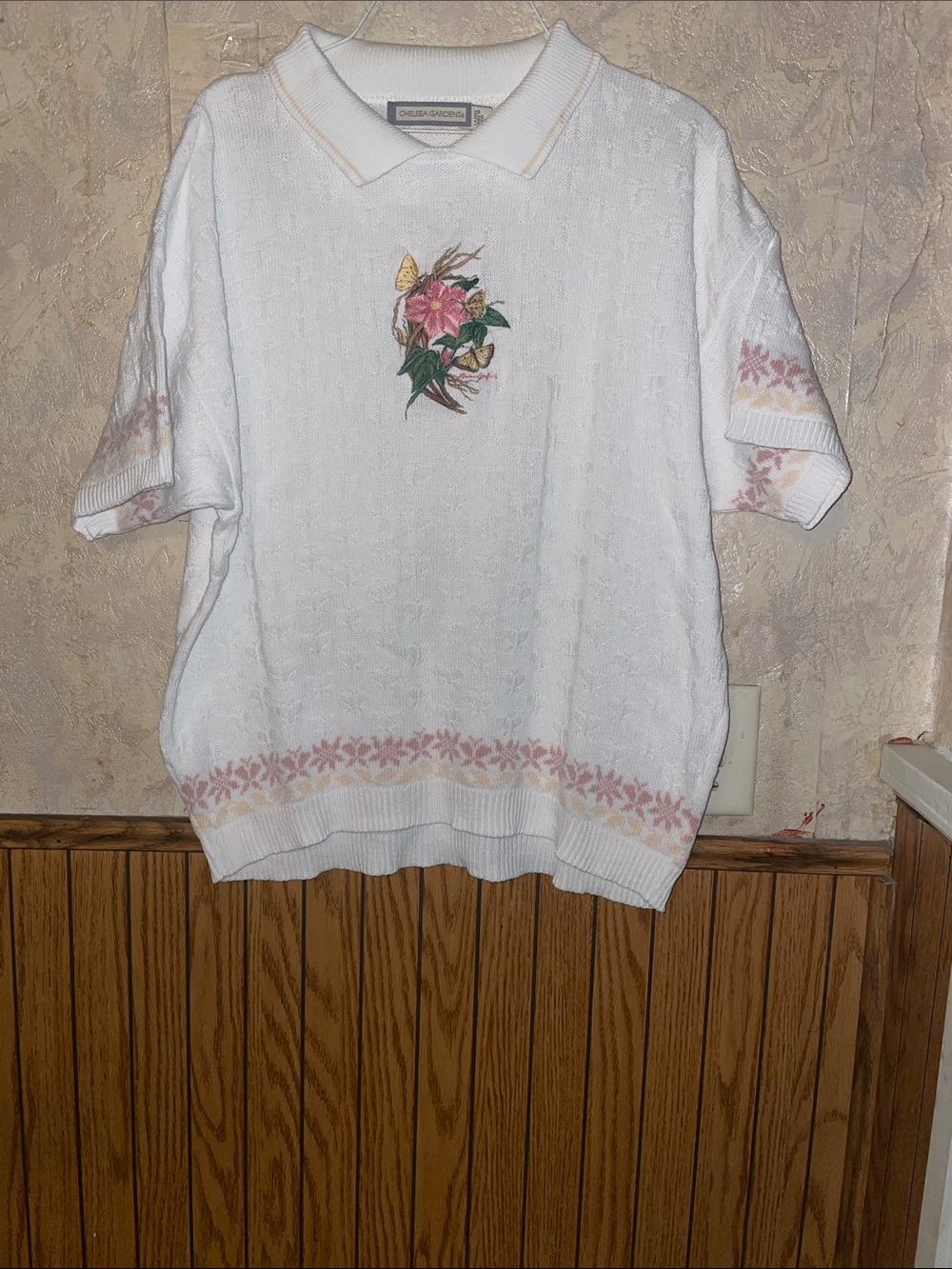 Shortsleeve vintage Chelsea gardens sweater (L)